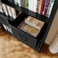 thumbnail image 4 of SOLACE FURNITURE Tall Bookcase,Modern 5 Tier Bookshelf with 3 Bins Storage & Open Shelf,Black, 4 of 8