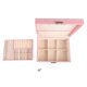thumbnail image 5 of Caja de almacenamiento de joyas de doble capa con partición desmontable, caja de exhibición de joyas de PU para collares y anillos, color rosa, 5 of 10