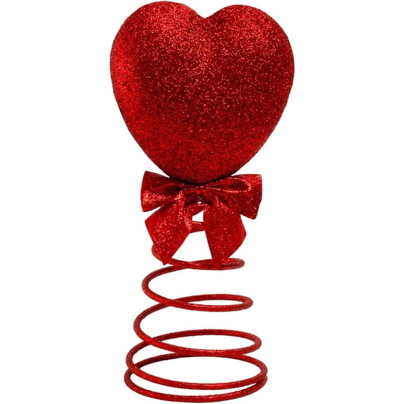 6 Inch Glitter Red Heart Tree Topper – 2026 New Spiral Base Love Ornament for Mini Trees, Wedding & Holiday Decor-dh