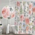 thumbnail image 5 of Pink Watercolor Floral Shower Curtain, Waterproof Shower Curtains for Bathroom, Spring Botanical Leave Flowers Washable Fabric Bathtub Curtain Set Bath Decor with 12 Hooks Standard 72"x72", 5 of 8