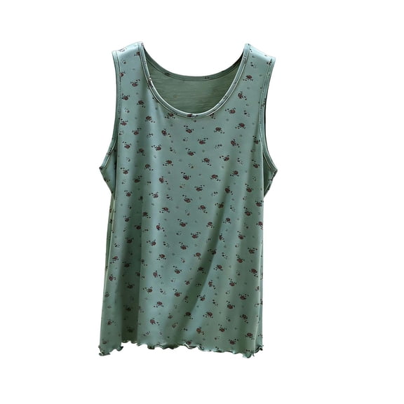 ZVNAΖH Women's Floral Print Undershirt Tank Top, Soft Sleeveless Crew Neck Loungewear & Layering Camisole, L-2XL