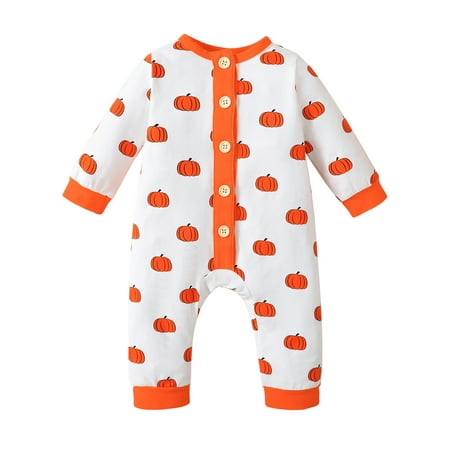

XYIJANI Baby Girl Pajamas 0-3 Months Halloween Kids Infant Newborn Baby Boys Girls Patchwork Long Sleeve Cute Cartoon Pumpkin Romper Jumpsuit Clothes Outfits (White 18M)