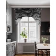 thumbnail image 3 of Black Marble Swag Valances for Windows, Small Curtains Drapes, Vintage Abstract Grey Fluid Aesthetic Kitchen Window Curtains Over Sink Rod Pocket Window Treatment Valance for Bedroom/Bathroom 56"x36", 3 of 5