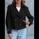 thumbnail image 4 of Chaqueta Gabardina Informal Holgada de Larga con Doble Botonadura y Solapa con Muescas para Mujer, con Bolsillos. Negro XXL, 4 of 8
