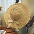 thumbnail image 2 of iHPH7 Wide Brim Straw Hat Straw Caps Sun Protection Hat Straw Bucket Hat Beach Bucket Hats for Women, Beige M, 2 of 5