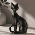 thumbnail image 3 of Clearance! Halloween Black Cat Figurine, Sculpted Bronze Style Cat Statue, Vintage Gothic Halloween Decoration for Halloween Indoor Tabletop Home Party Decor, 3 of 5