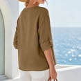 thumbnail image 4 of Admvng Womens Top Split V Neck 3/4 Sleeve Pocket BlouseSolid Color Lightweight Casual Summer Shirt, 4 of 6