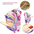 thumbnail image 4 of Rolling Backpack Girls Roller Bag with Wheels Kids School Bags Wheeled Backpack (Galaxy), 4 of 8
