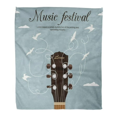 Bee On A String SIDONKU Flannel Throw Blanket Brown Jazz Guitar Neck Strings Turn Into White Birds Soft for Bed Sofa and Couch 50x60 Inches ()