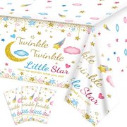 3 Packs Twinkle Twinkle Little Star Gender Reveal Party Decorations Tablecloths，Pink Blue Little Star Gender Reveal Tablecloth for Baby Shower Supplies Girls or Boys Theme Party 54" x 108"