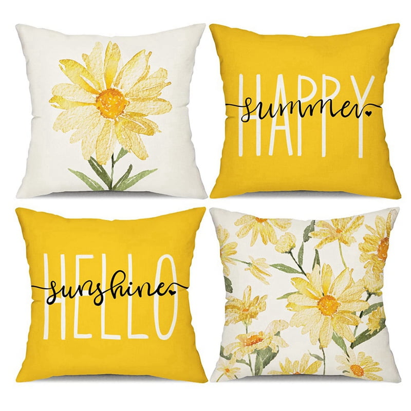 Summer Pillow Covers 18X18 4 Throw Pillows for Couch Decor