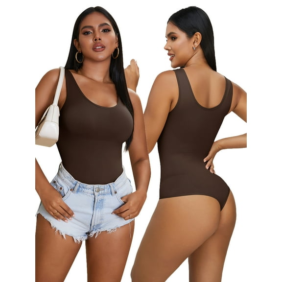 DODOING Women's One-Piece Bodysuits Sexy Ribbed Sleeveless Shapewear Tank Tops Bodysuits Body-shaping Underwear