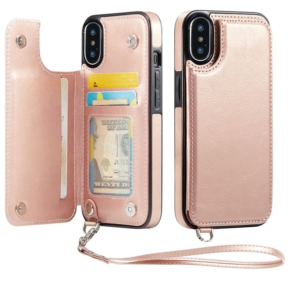 Funda cartera Wefor para iPhone X/XS con bloqueo RFID y soporte plegable