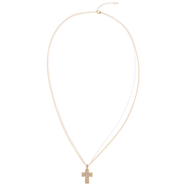 Niñas mujer cruz de cristal crucifijo colgante colr cadena encanto religioso regalo Oro Sunnimix Cruz crucifijo collar