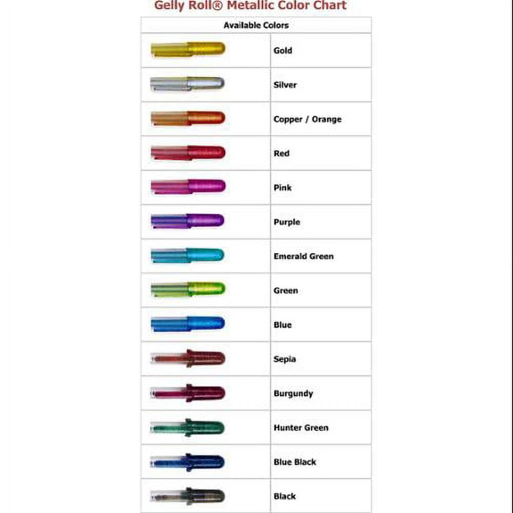 Gelly Roll Metallic Gel Pens, 10 mm, Green Purple Blue Ink, 3 Count, 3 Pack