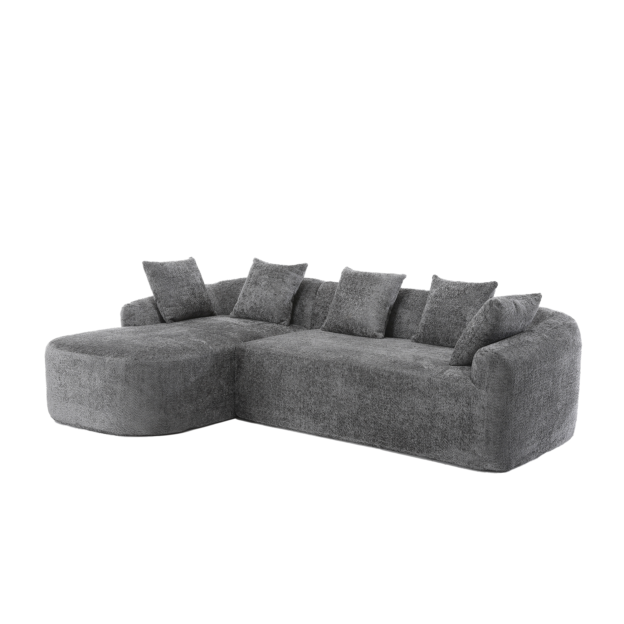MAYEERTY Boucle Sofa 3 Seater for Living Room Oversized Comfy Sofa L-Shape Sofa Couch with Chaise Home Furniture Sleeper Sectional Sofa for Apartment, Office Left Hand Facing (Gray)