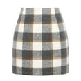 thumbnail image 2 of Qwertyu Womens Plaid Skirt High Waist Pencil Skirt Bodycon Spring Winter Short Dress Plaid Mini Skirt Light Gray M, 2 of 4