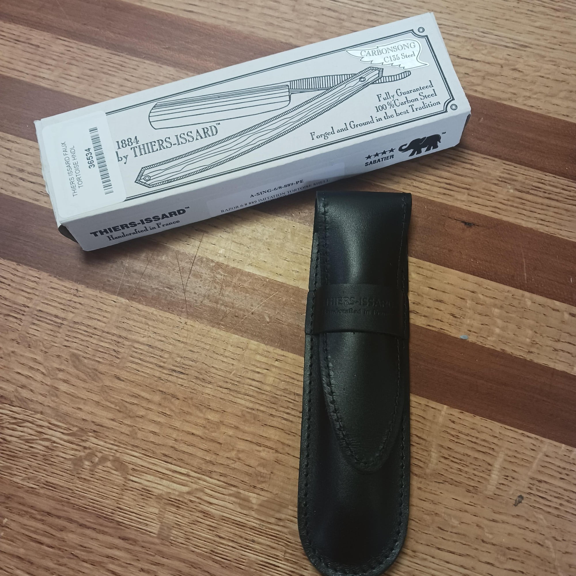 Thiers Issard Straight Razor - Faux Tortoise Handle (6/8"W)