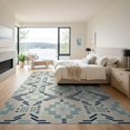thumbnail image 3 of ODIKA 9'x12' Blue Beige Geometric Pattern Washable Area Rug Modern Abstract Striped Motif Repeating Diamond Non-Shedding, Easy Care for Master Suite, California King, Under Bed, 3 of 7