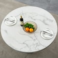 thumbnail image 5 of GAKMCIL 47" Round Marble Dining Table for 4-6 People, Modern Kitchen Table with High Glossy Faux Marble Top, Stainless Steel Base, 300lbs Load, Easy Assembly for Dining Room, Kitchen (Silver&White), 5 of 7