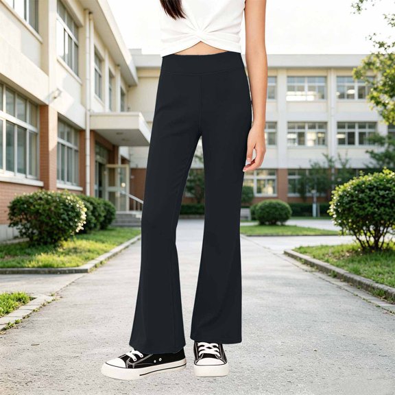 Girls'Wide Leg Flared Pants,Lightweight Loose Fit Casual Trousers for Summer,Breathable Sun Protective Bottoms