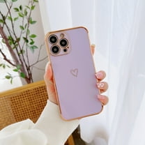 Dteck Case Compatible with iPhone 11 Pro Cute,Luxury Electroplated Gold Edge Bumper Cases for Women,Reinforced Camera Protection,Raised Corners Heart Plating TPU Cover for iPhone 11 Pro,Purple