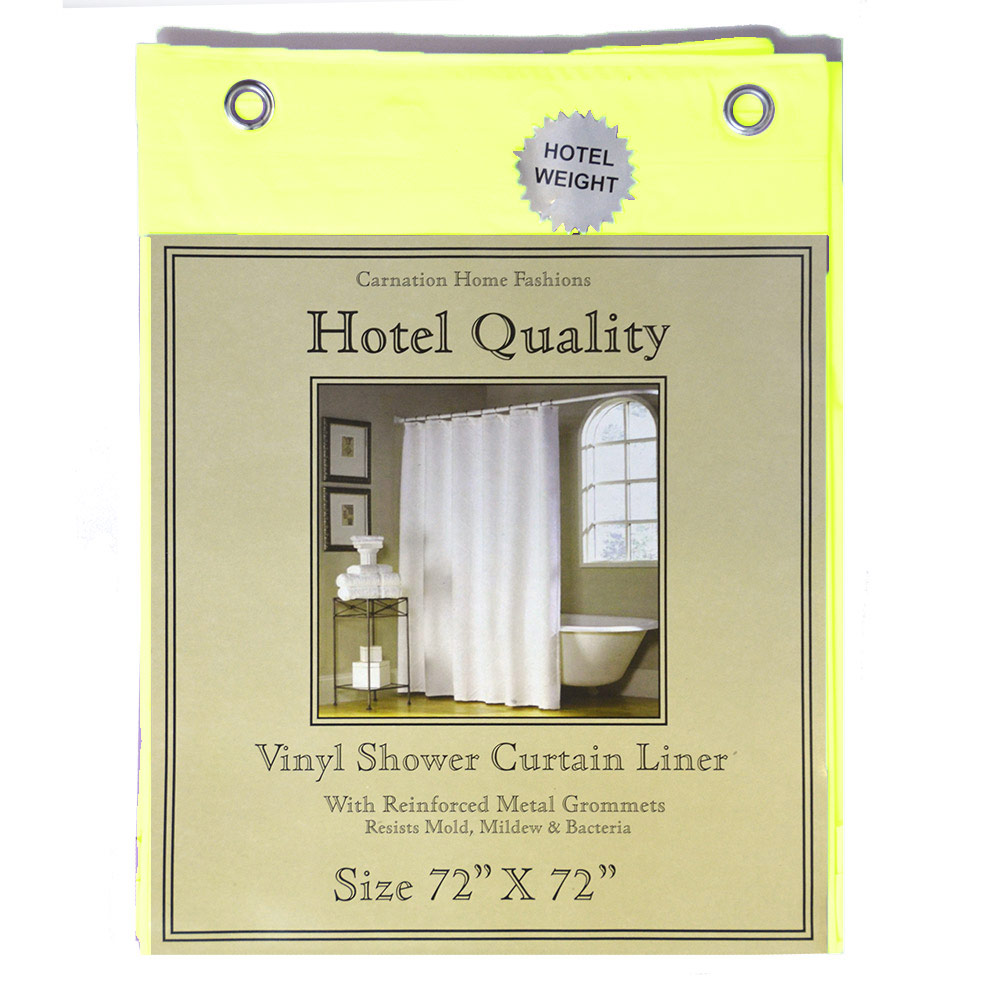Yellow Vinyl Shower Curtain Liner; Hotel Weight 8 Gauge, Metal Grommets