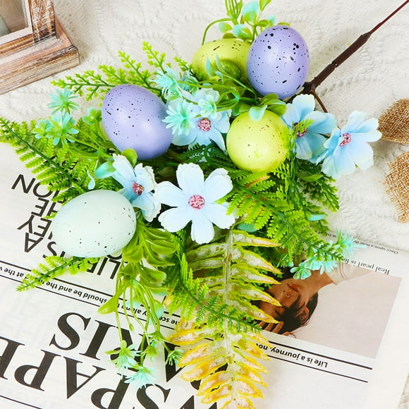 Xihbxyly Decoración de Huevos de Pascua, Arreglo Floral Colorido, Decoración de Plástico Ligero, Ambientador Festivo, Regalo Ideal de Pascua, Decoración para Bodas y Fiestas.