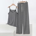 thumbnail image 2 of FAWUUDO Women's Striped 2 Piece Modal Cotton Set Sleeveless Cami Tank Top and Long Pants Round Neck Set Elastic Waist Loungewear, 2 of 5