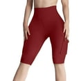 thumbnail image 4 of YOTMKGDO Womens Shorts Biker Shorts Women High Waisted Short Leggings Knee Length Womens Gym Workout Long Shorts, Red Small, 4 of 7
