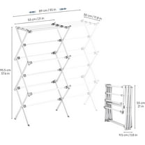 Drying Rack Clothing - 3 Tier Metal Collapsible Clothes Drying Rack for Clothes, Towels - Indoor/Outdoor/Laundry Room (White)