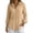 Khaki #20, variant on Linen Shirts for Women 3/4 Sleeve Collared Button-Down Shirt Drawstring Sides Casual Summer Blouse for Celebrations S