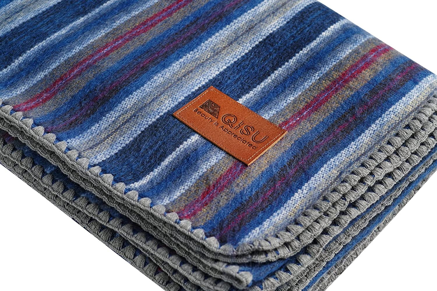 Qisu Alpaca Wool Blanket Throw Large, Beautiful, Warm, Variegated