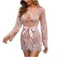 thumbnail image 1 of Camisón Sexy a la moda para mujer, cárdigan, lencería sólida, traje de dormir de satén con empalme de encaje Fridja hkj1932, 1 of 8