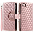 thumbnail image 3 of Crossbody for iPhone 8 Plus / iPhone 7 Plus Wallet Phone Case with Card Slots Zipper Pocket, Soft Elegant PU Leather Flip Stand Lanyard Wrist Strap Purse Cover for Women Girls, Rosegold, 3 of 11