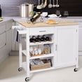 thumbnail image 3 of Giantex Kitchen Island Cart Rolling Serving Cart Wood Trolley with Drawer, Storage Cabinet, Wine Bottle Rack, Towel Rack and Lockable Wheels (White), 3 of 8