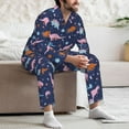 thumbnail image 7 of Naloa Dinosaur Men’s Pajamas Set - Long Sleeve Button Down Sleep Shirt and Pajama Bottoms Sleepwear Set-Small, 7 of 7