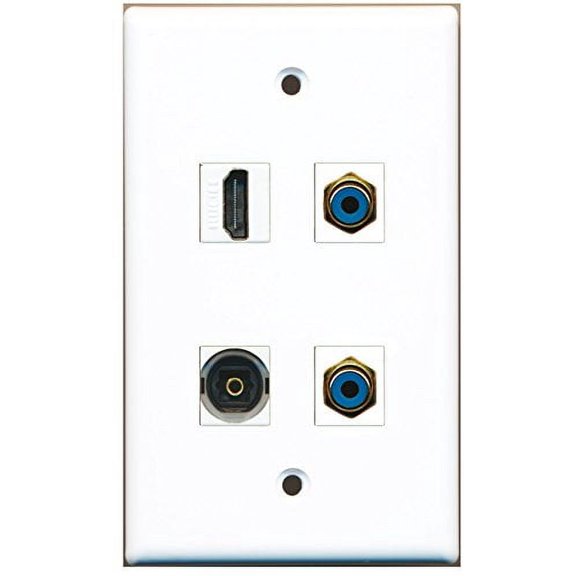 RiteAV - 1 Port HDMI 2 Port RCA Blue 1 Port Toslink Wall Plate