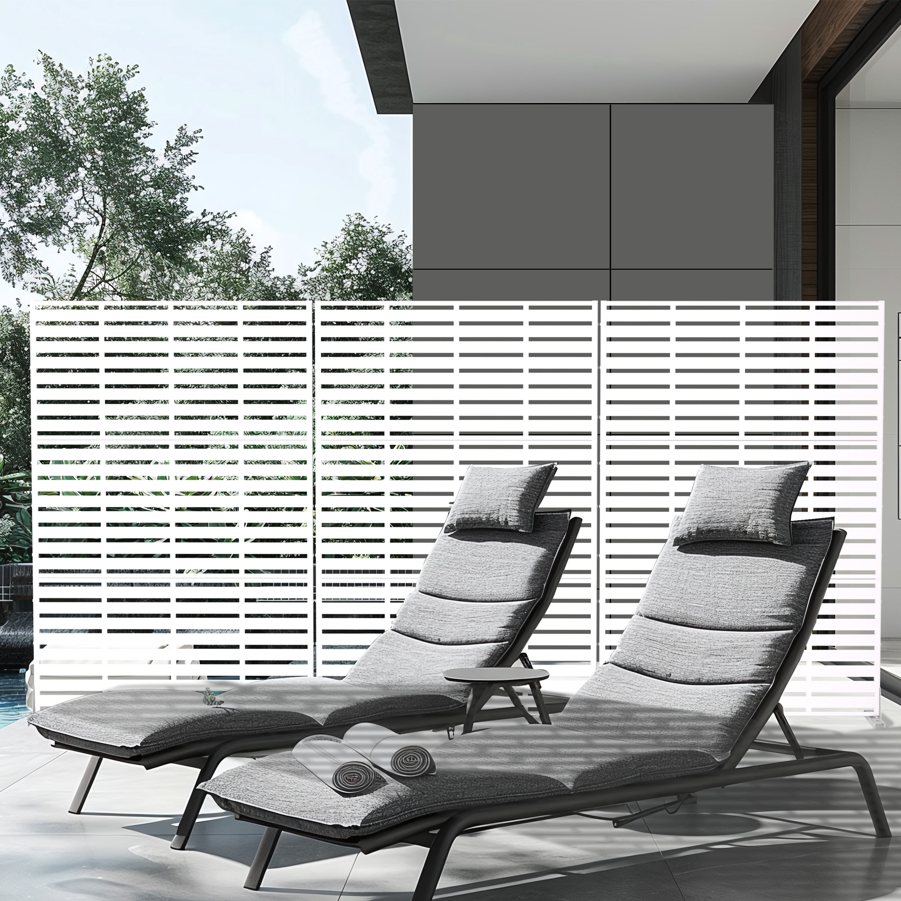 MAYEERTY Weatherproof Galvanized Steel Screen, Windproof Garden & Patio Divider,White