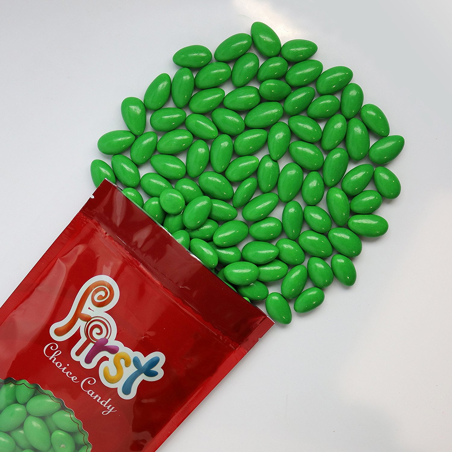 FirstChoiceCandy Vibrant Green Jordan almonds 2 Pound Resealable Bag