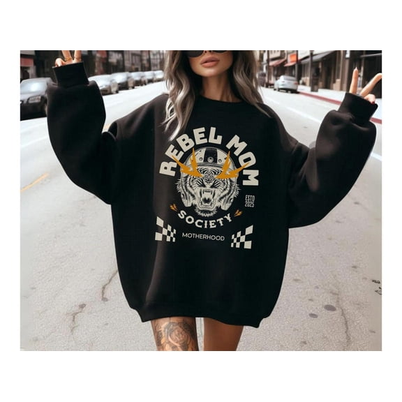 Rebel Mom Sweatshirt, Mama Tiger shirt, Gift for mom,Black color,size 2XL