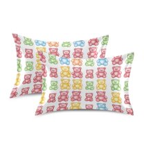 Yayeee Pillowcase King Size Set of 2 Satin Wrinkle Resistant Envelope Pillow Case, Gummy Bear Pattern
