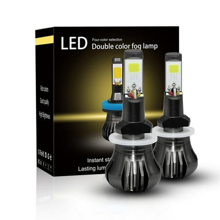 2 Aaa Xenon Lamp - 2 X 880 LED Fog Light Bulbs 881 LED Bulb, 80W 9600LM / set Dual Color Lamp with COB Chips Super Bright Car DRL or Fog Lights Replacement 3000K Yellow Amber 6000K Xenon White