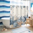 thumbnail image 5 of No Hook Shower Curtain, Blue Starfish Coastal Shower Curtains for Bathroom with See Through Top Window, Eucalyptus Summer Nautical Shell Rustic Waterproof & Washable Bath Curtain Stall 48"x72", 5 of 9
