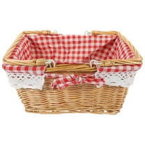 Masteelf  Picnic Basket Handles Storage Baskets Collapsible Woven Red