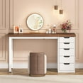 thumbnail image 3 of Tribesigns 47-Inch Vanity Desk with 5 Drawers, Rustic Brown Makeup Dressing Table with Storage, Modern Computer Desk for Women and Girls, MDF Tabletop, 3 of 5
