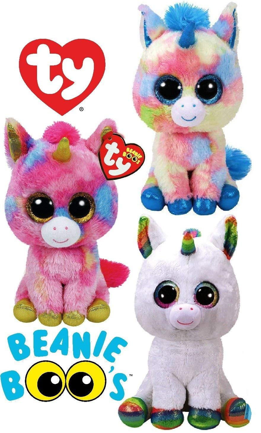 6" TY Beanie Boos Unicorn Harriet With Tag Gift Glitter Eyes Plush Stuffed Toys 
