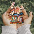 thumbnail image 3 of Designocracy 8100195-2 5 x 5.5 x 0.25 in. Carousel Bunny with Books Wooden Christmas Decor Ornaments, 3 of 8