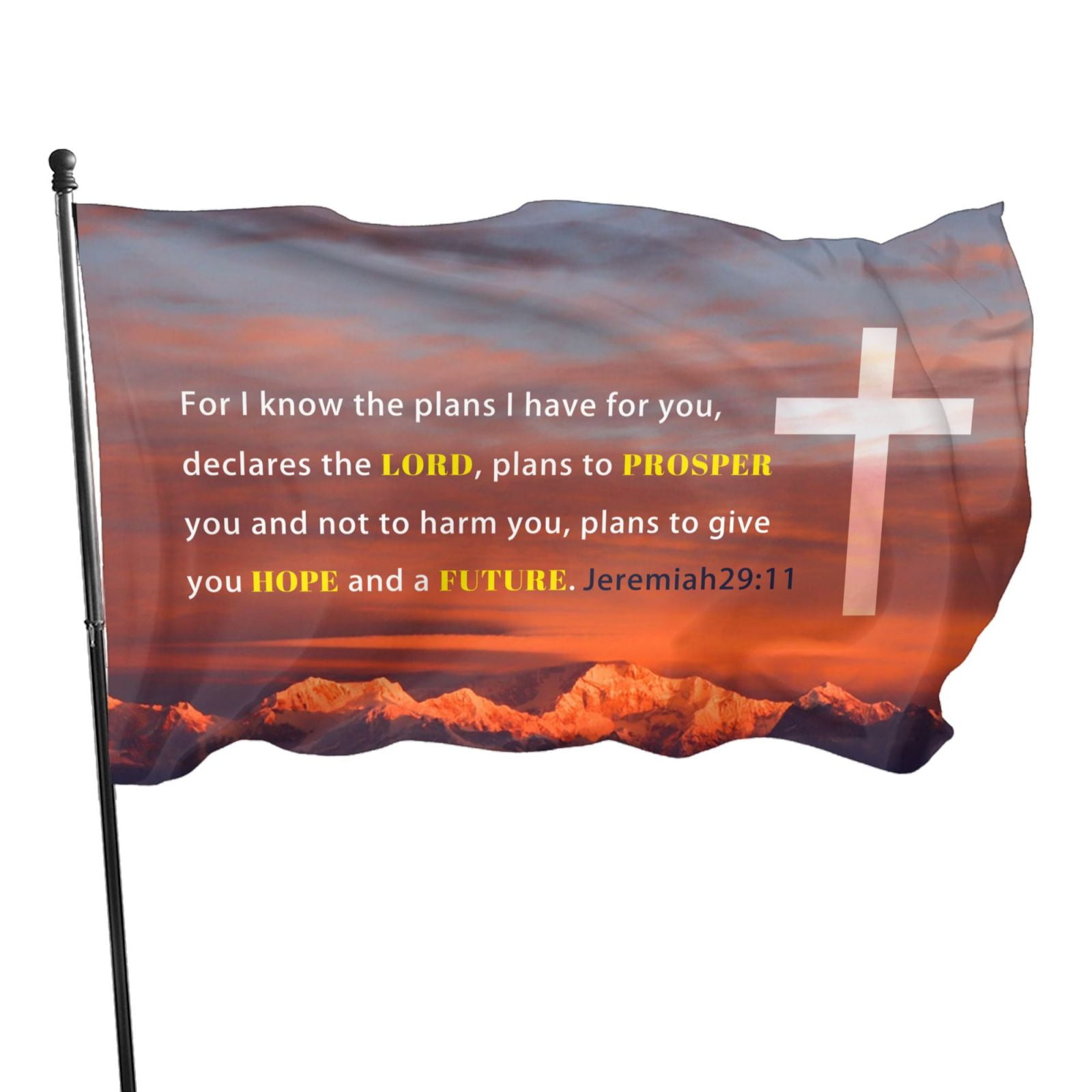 VIVACITE Christian Flag 3x5 YPF5&nbsp;Garden Outdoor Patio Front Porch Decorations Outdoor Art Prayer Flags Outdoor Yard Religious Faith Christian Gifts with Bible Verse JEREMIAH 29:11