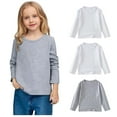 thumbnail image 5 of Jalioing 3 Pack Long Sleeve T Shirt for Kids Casual Solid Crew Neck Cotton Tee Shirt Boys Girls Basic Tops, 5 of 7